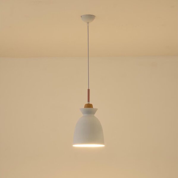Luster na lanku 1xE27/15W/230V biela pr. 19,5 cm