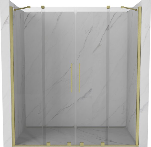 Mexen Velar Duo, posuvné dvere do otvoru 170x200 cm, 8mm číre sklo, zlatá matná, 871-170-000-02-55