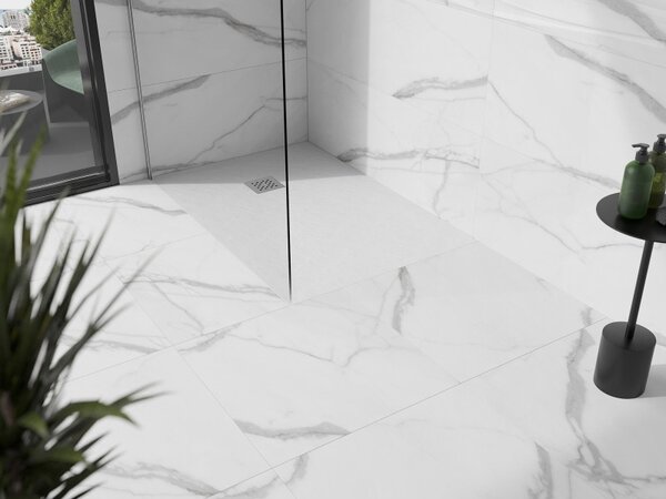 Mexen Stone+ rektangulárny kompozitný sprchový kút 90 x 80 cm, biely - 44108090