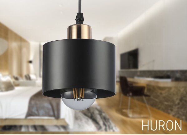 Luster na lanku 1xE27/35W/230V pr. 12 cm čierna/zlatá