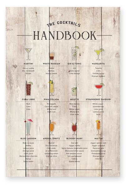 Drevená ceduľa 40x60 cm Cocktails Handbook – Really Nice Things