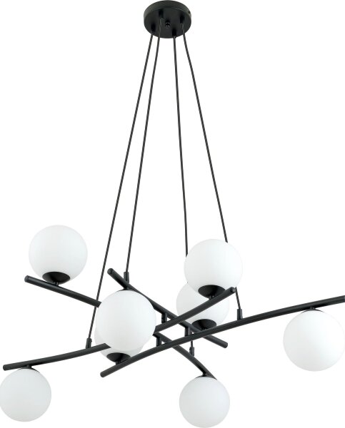 Luster na lanku ESSA 8xE14/10W/230V čierna/biela
