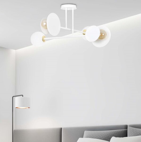 Luster na tyči MINERVA 2xE27/15W + 2xE14/10W/230V biela