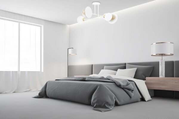 Luster na tyči MINERVA 2xE27/15W + 2xE14/10W/230V biela