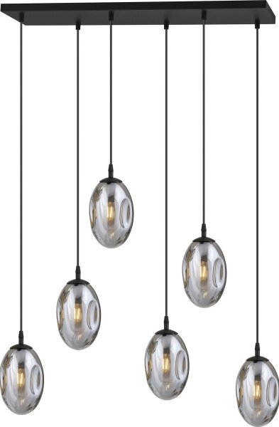 Luster na lanku ASTRAL 6xE14/10W/230V čierna/dymová