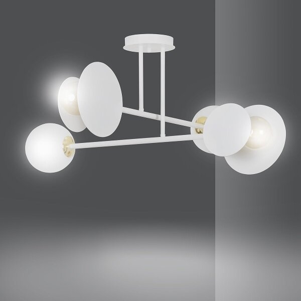 Luster na tyči MINERVA 2xE27/15W + 2xE14/10W/230V biela