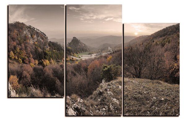 Obraz na plátne - Jesenná krajina pri západe slnka, Slovensko, Vrsatec 1260FD (90x60 cm)
