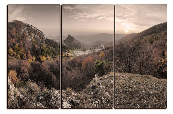 Obraz na plátne - Jesenná krajina pri západe slnka, Slovensko, Vrsatec 1260FB (90x60 cm )