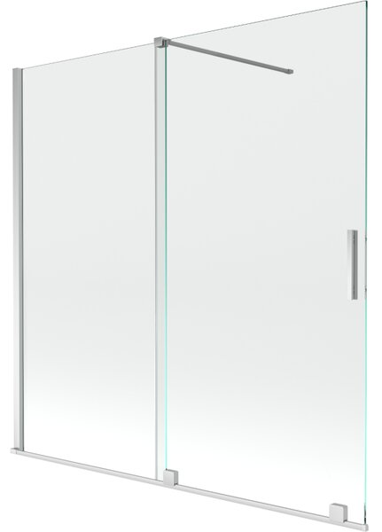 Mexen Velar vaňa zástenka 2-krídlová zasúvacia 160 x 150 cm, transparentná, chróm - 896-160-000-01-01