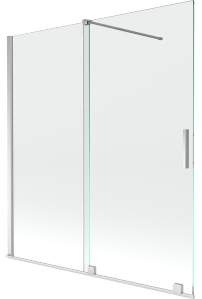 Mexen Velar paravan na vaňu, 2-krídlový, posuvný, 150 x 150 cm, transparentný, chróm - 896-150-000-01-01