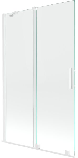 Mexen Velar, 2-krídlová posuvná vaňová zástena 110 x 150 cm, 8mm číre sklo, biela, 896-110-000-01-20