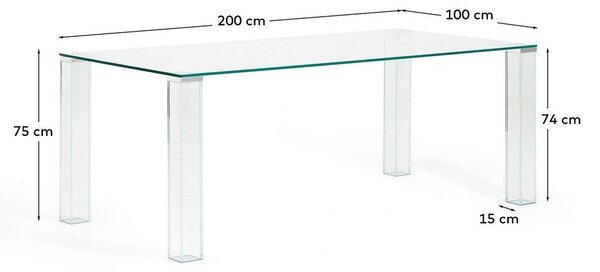 Sklenený jedálenský stôl 100x200 cm Adularia – Kave Home