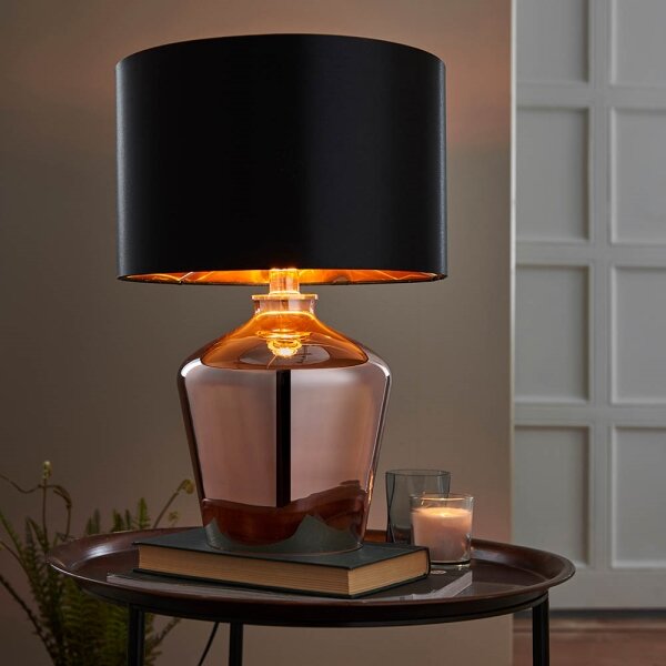 Endon 61149 - Stolná lampa WALDORF 1xE27/10W/230V medená/čierna