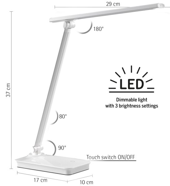 ONLI - LED Stmievateľná stolná lampa S USB portom DESKI LED/7W/230V 4000K biela