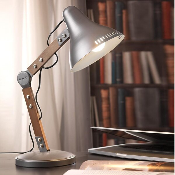 ONLI - Stolná lampa ARCHITETTO 1xE27/22W/230V 62 cm šedá/hnedá