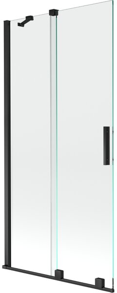 Mexen Velar, 2-krídlová posuvná vaňová zástena 90 x 150 cm, 8mm číre sklo, čierna matná, 896-090-000-01-70