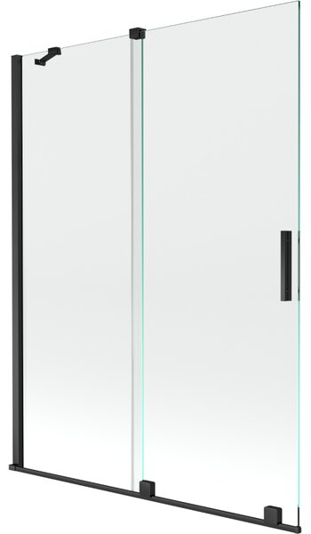 Mexen Velar, 2-krídlová posuvná vaňová zástena 130 x 150 cm, 8mm číre sklo, čierna matná, 896-130-000-01-70