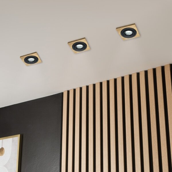 Podhľadové svietidlo TOBBY 1xGU10/20W/230V 11,5x11,5 cm dub/čierna
