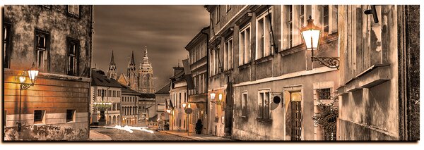 Obraz na plátne - Magické nočné staré mesto - panoráma 5258FA (120x45 cm)