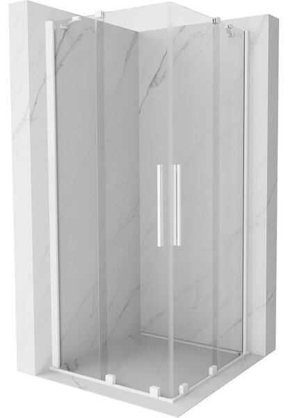 Mexen Velar Duo, sprchový kút s posuvnými dverami 80(dvere) x 80(dvere) cm, 8mm číre sklo, biela, 871-080-080-02-20