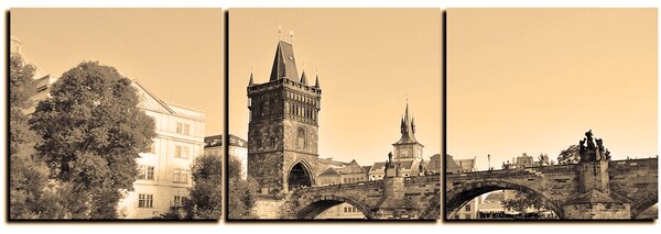 Obraz na plátne - Karlov most v Prahe - panoráma 5259FB (90x30 cm)