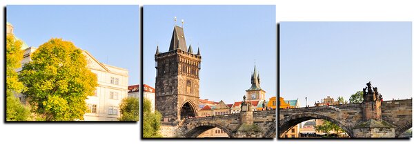 Obraz na plátne - Karlov most v Prahe - panoráma 5259E (90x30 cm)