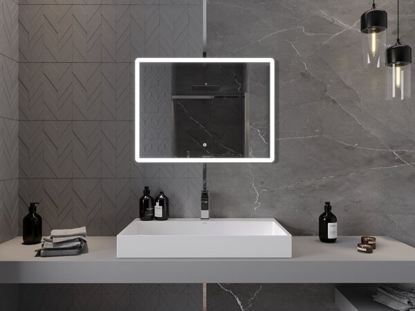 Mexen Navia kúpeľňové zrkadlo s podsvietením 80 x 60 cm, LED 6000K, antivap - 9803-080-060-611-00