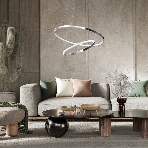 LED Luster na lanku HOOP LED/51W/230V pr. 60 cm 4000K lesklý chróm