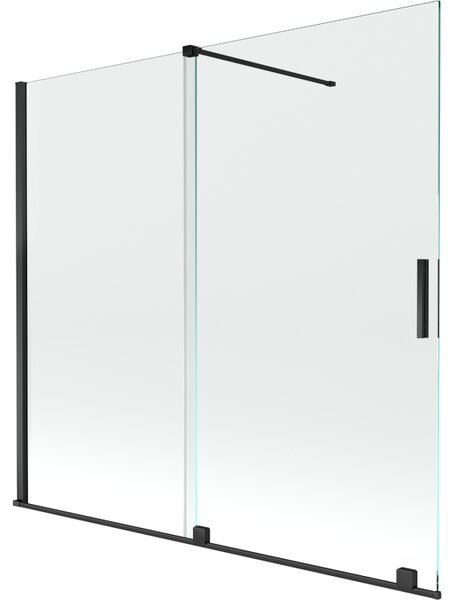 Mexen Velar, 2-krídlová posuvná vaňová zástena 170 x 150 cm, 8mm číre sklo, čierna matná, 896-170-000-01-70