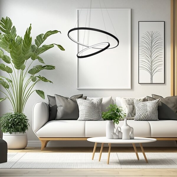 LED Luster na lanku HOOP LED/51W/230V pr. 60 cm 4000K čierna
