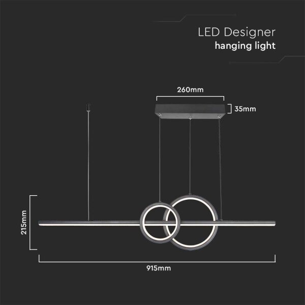 LED Luster na lanku LED/15W/230V 4000K 80 cm čierna
