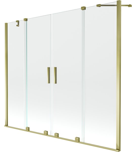 Mexen Velar Duo vaňová zástena 2-krídlová posuvná 180 x 150 cm, transparentná, zlatá - 896-180-000-02-50