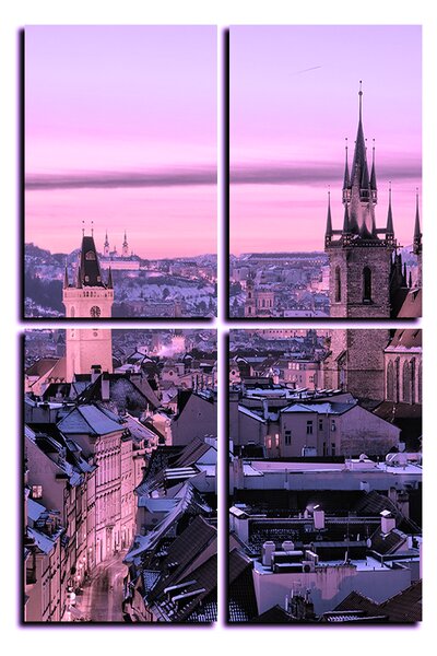 Obraz na plátne - Panoramatický pohľad na starú Prahu - obdĺžnik 7256VE (90x60 cm)