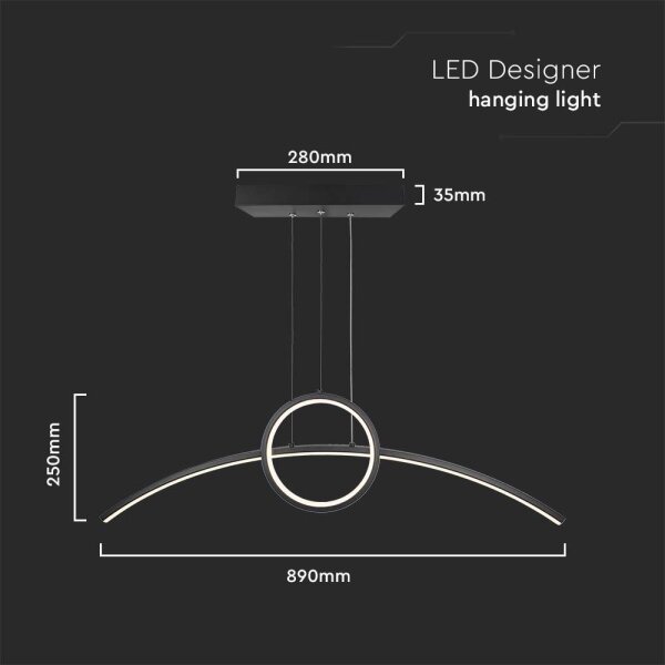 LED Luster na lanku LED/30W/230V 4000K 88 cm čierna