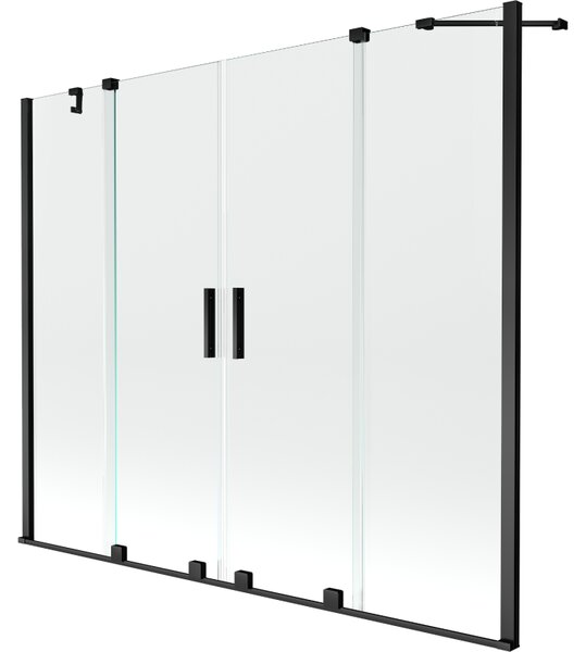 Mexen Velar Duo sprchová zástena 2-krídlová posuvná 170 x 150 cm, transparentná, čierna - 896-170-000-02-70