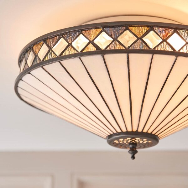 Endon 64145 - Stropné svietidlo Tiffany FARGO 2xE27/60W/230V pr. 41,5 cm