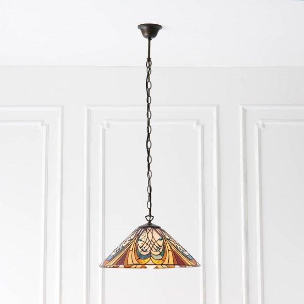 Endon 64162 - Závesný luster Tiffany HECTOR na reťazi 1xE27/60W/230V pr. 40 cm
