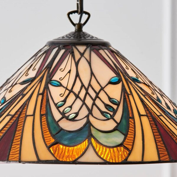 Endon 64162 - Závesný luster Tiffany HECTOR na reťazi 1xE27/60W/230V pr. 40 cm