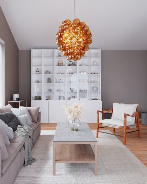 ByRydens 4202230-5512 - Luster na lanku DELUXE 4xE14/5W/230V dymová/hnedá