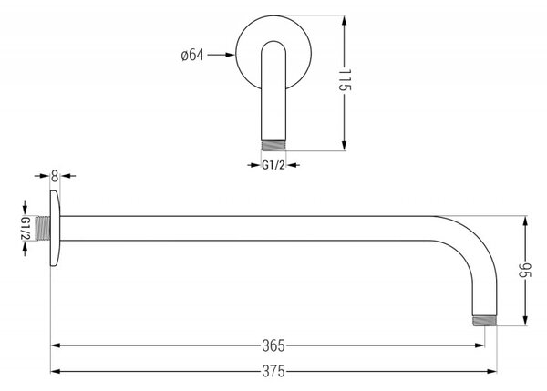 Mexen nástenné sprchové rameno 40 cm biele - 79211-20