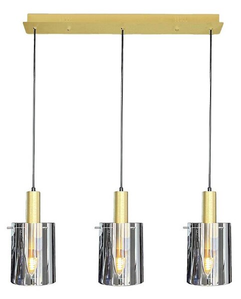 Luster na lanku ARCADIA 3xE27/60W/230V zlatá/dymová