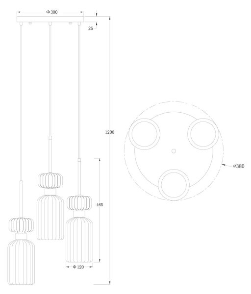 Luster na lanku MOLLY 3xE14/40W/230V pr. 38 cm pestrofarebná