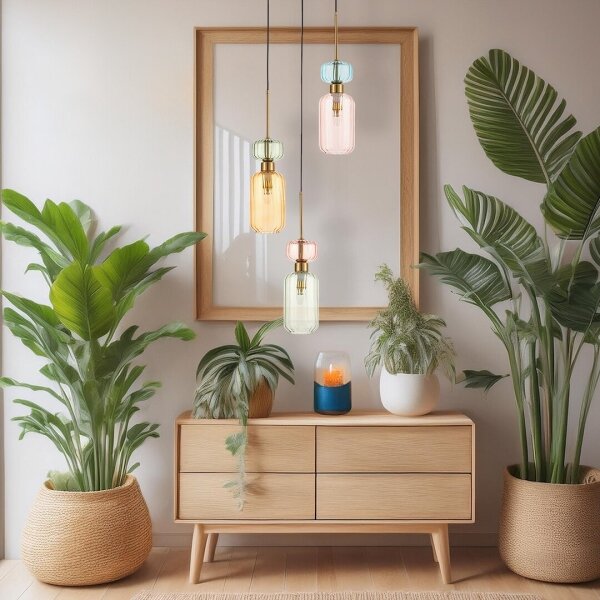 Luster na lanku MOLLY 3xE14/40W/230V pr. 38 cm pestrofarebná