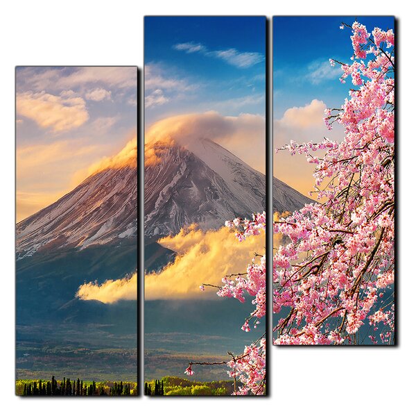 Obraz na plátne - Hora Fuji a čerešňové kvety na jar - štvorec 3266D (75x75 cm)