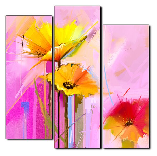 Obraz na plátne - Abstraktná maľba, jarné kvety reprodukcia - štvorec 3269C (75x75 cm)