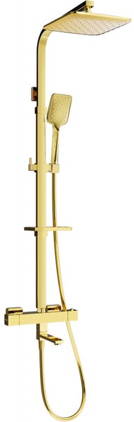 Mexen - CQ62 sprchový set s termostatickou batériou Cube, zlatá, 779106295-50