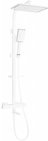 Mexen CQ54 vaňovo-sprchová súprava s dažďovými tryskami a termostatickou batériou, biela/chrómová - 779105495-21