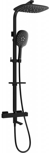 Mexen CQ22 vaňovo-sprchová súprava s dažďovými tryskami a termostatickou batériou, čierna - 779102295-70
