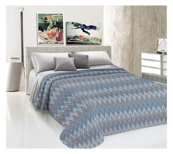 Prikrývka na posteľ Spinato modrá Made in Italy