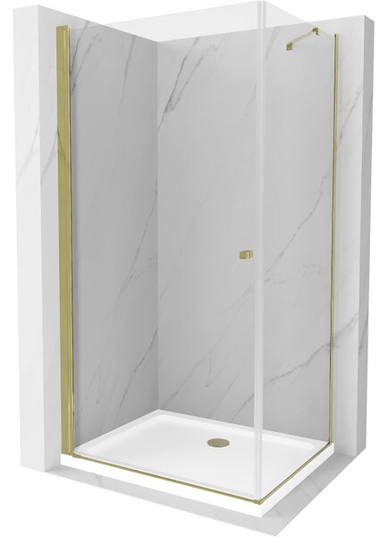 Mexen Pretoria sprchovací kút 80 x 70 cm, priehľadný, zlatý + plochá sprchová vanička-852-080-070-50-00-4010